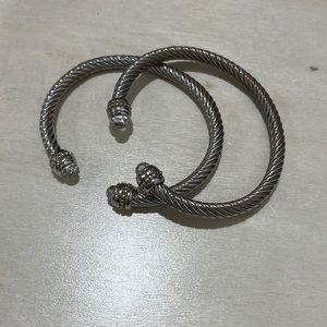 Clear Crystal and Silves Bangles (2)